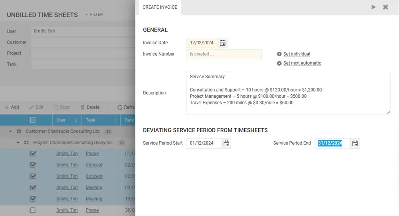 Time Cockpit Invoice Creation