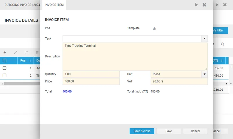 Adjust Time Cockpit Invoice