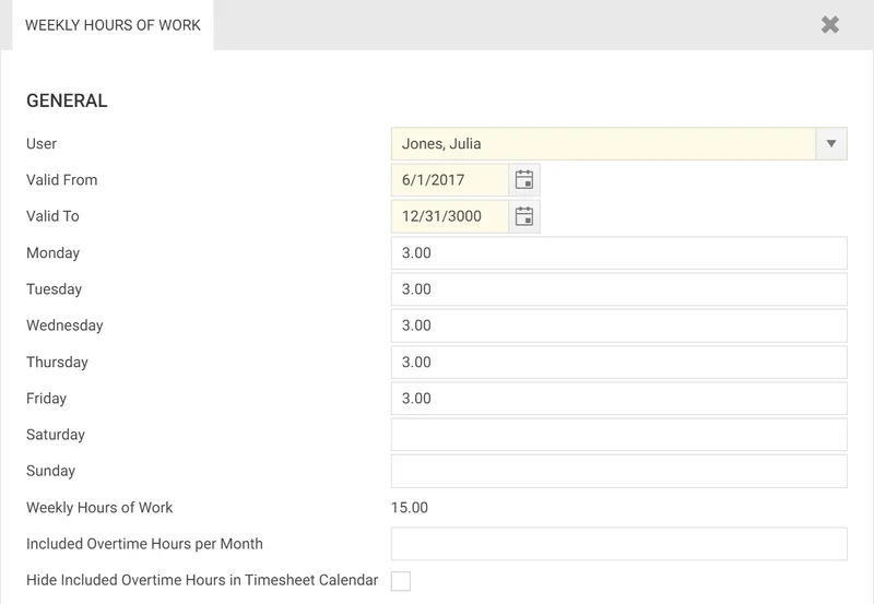 Working hours per day